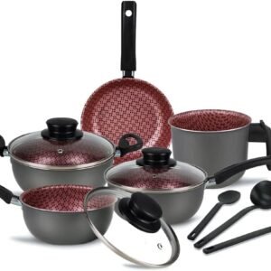 Conjunto Panelas Elegan Prime 8 Peças Grafite com Rosa